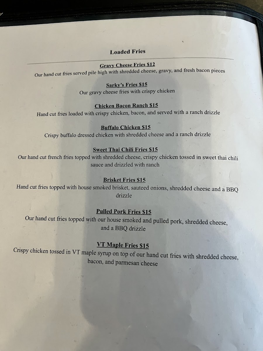 Sarkys Smokehouse menu board