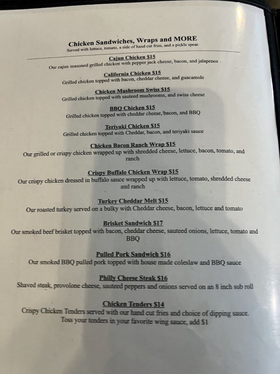 Sarkys Smokehouse menu board