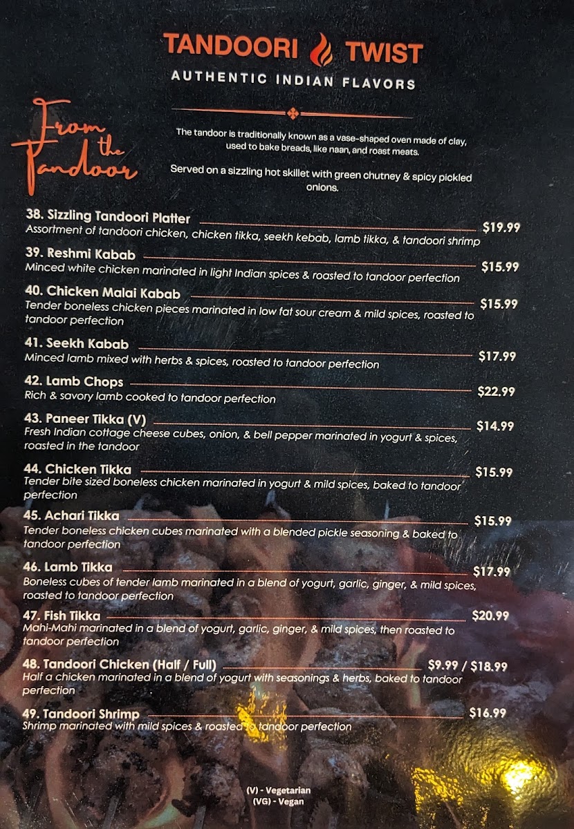 Tandoori Twist - Restaurant, Bar & Catering menu board