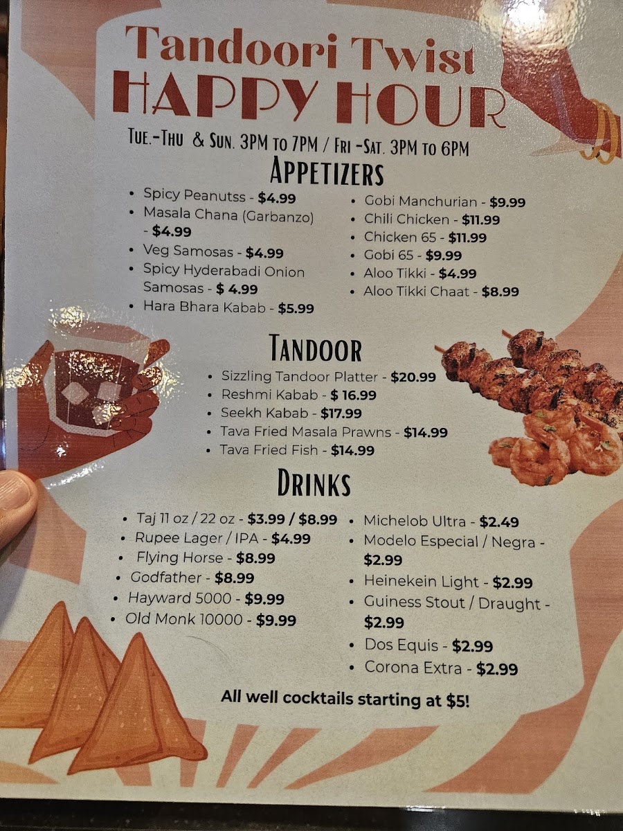 Tandoori Twist - Restaurant, Bar & Catering menu board
