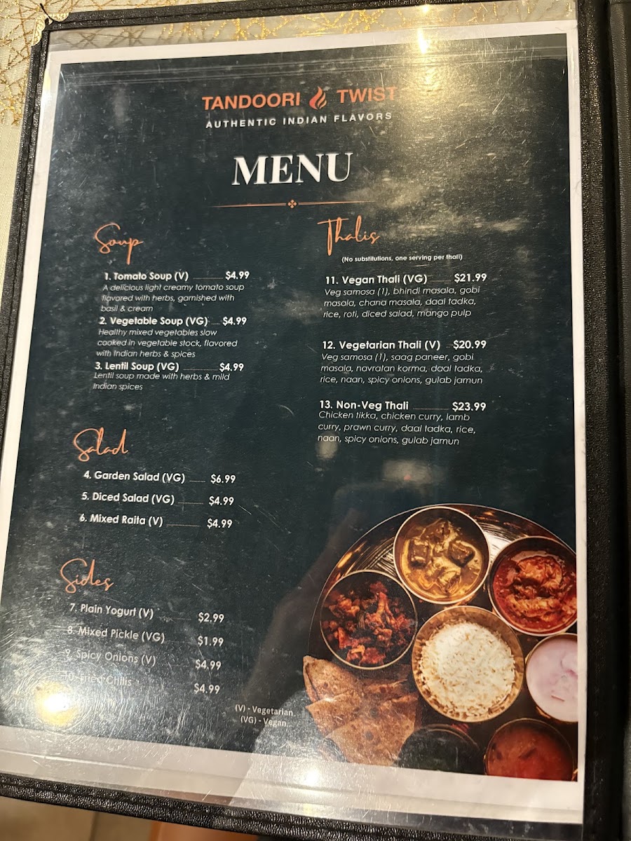 Tandoori Twist - Restaurant, Bar & Catering menu board