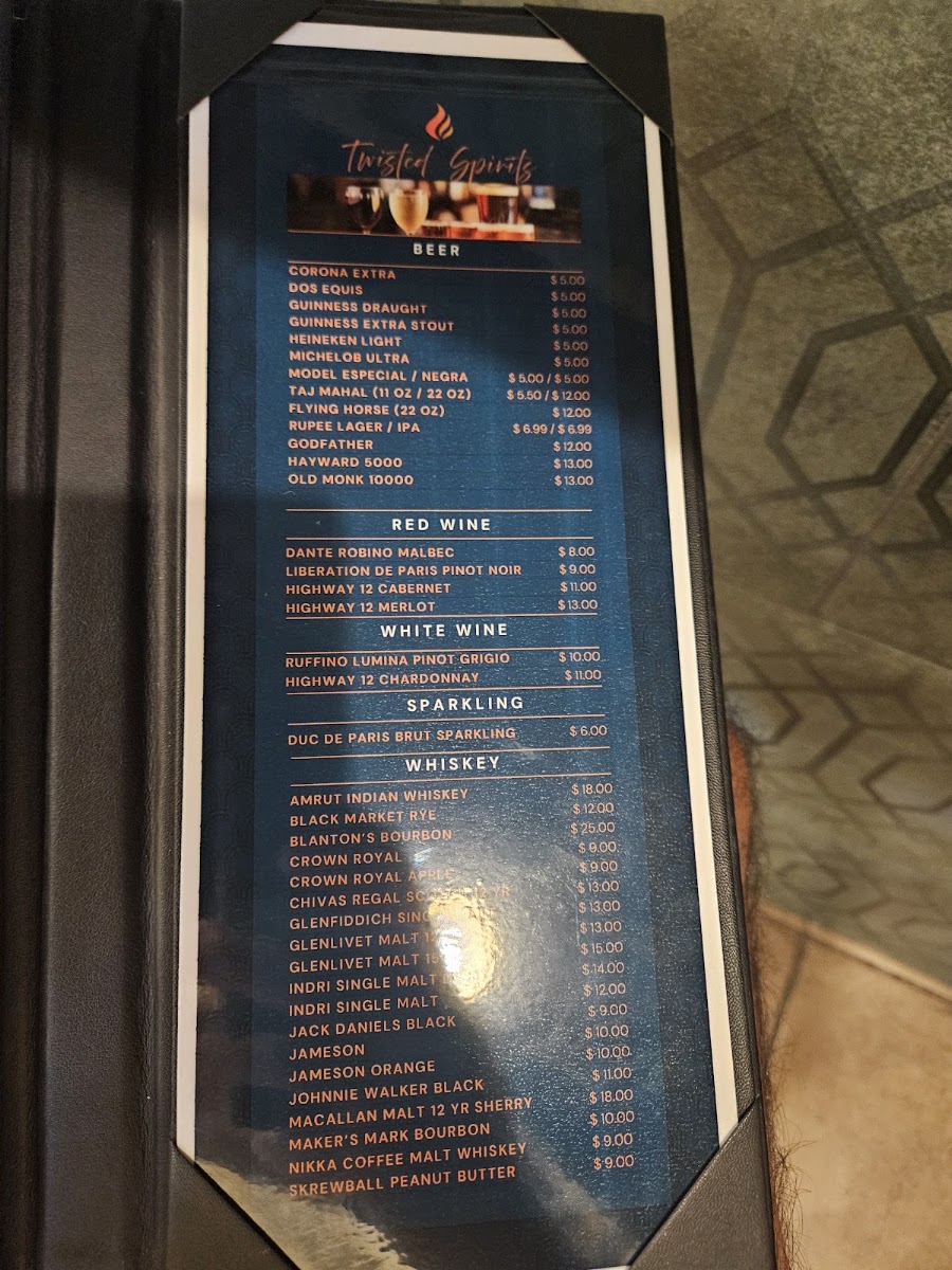 Tandoori Twist - Restaurant, Bar & Catering menu board
