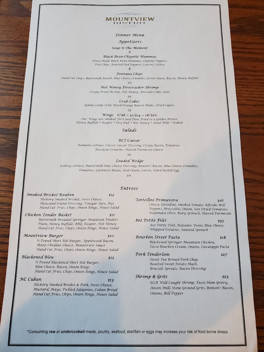 Hazel's Restaurant and Lounge menu board