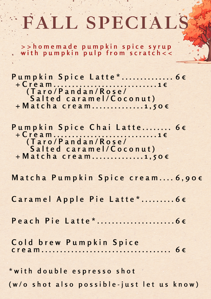 Nua Rasa menu board
