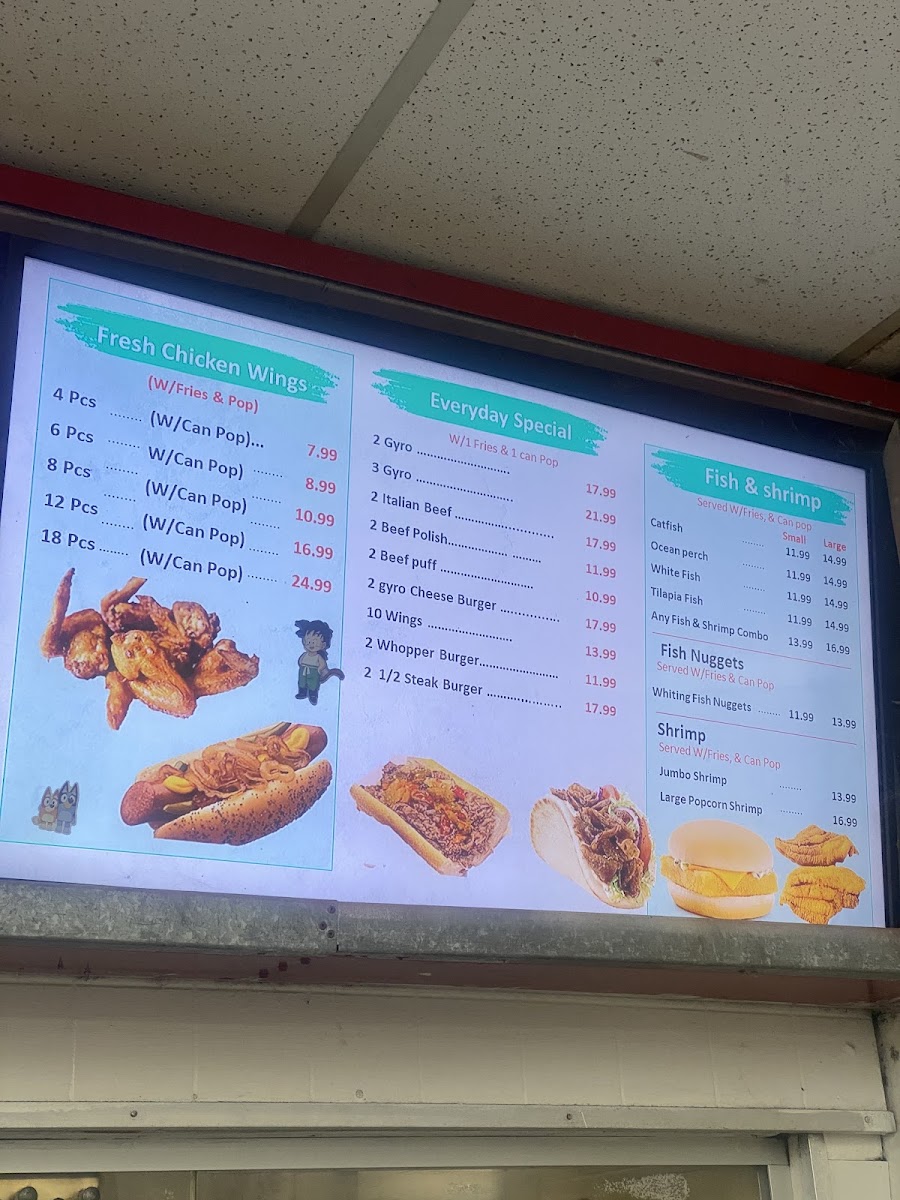 Attock Submarine menu board