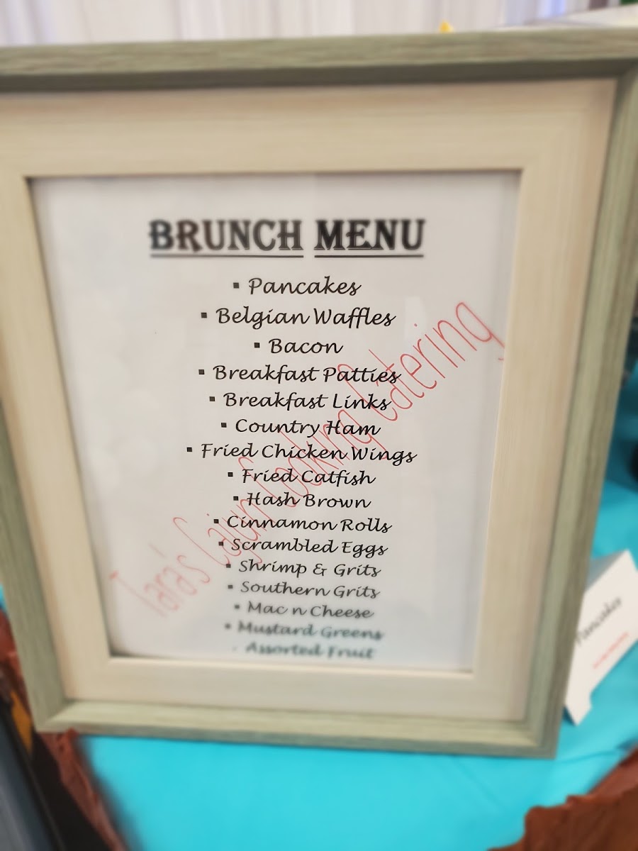 Tara's Cajun Cooking Catering menu board