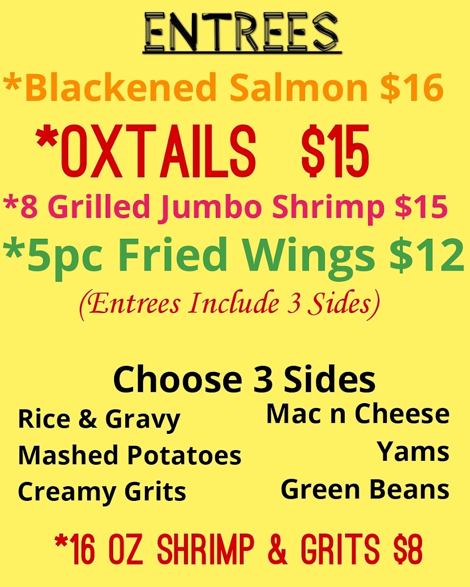 Tara's Cajun Cooking Catering menu board