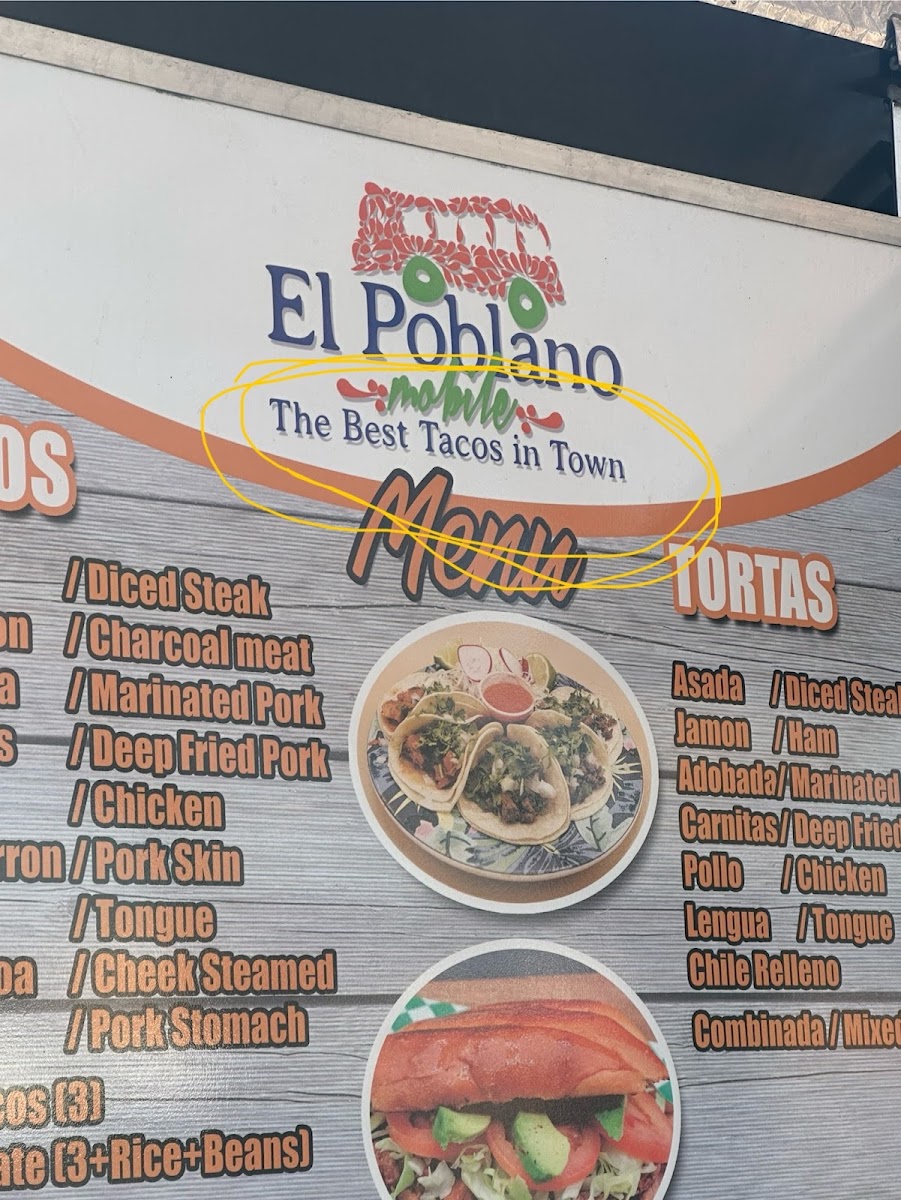 El Poblano Mobile menu board