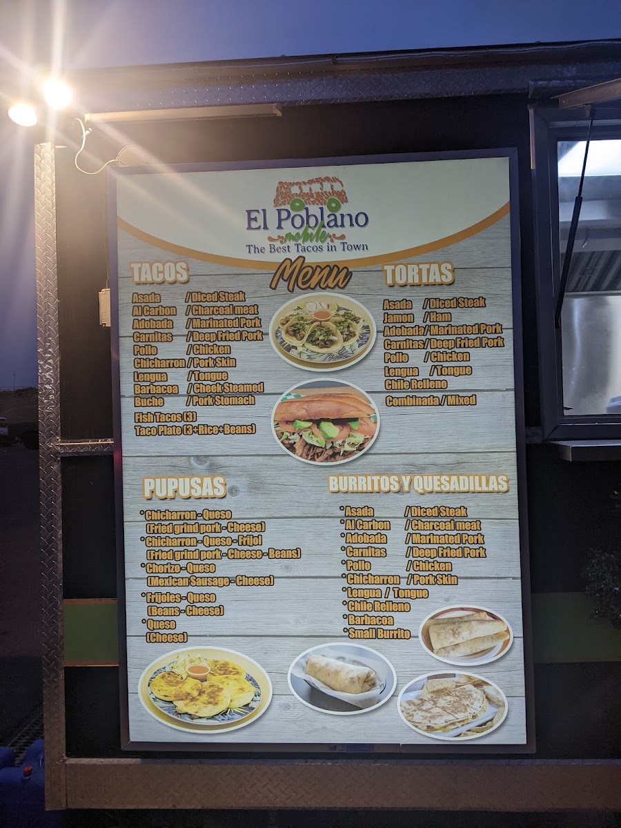 El Poblano Mobile menu board