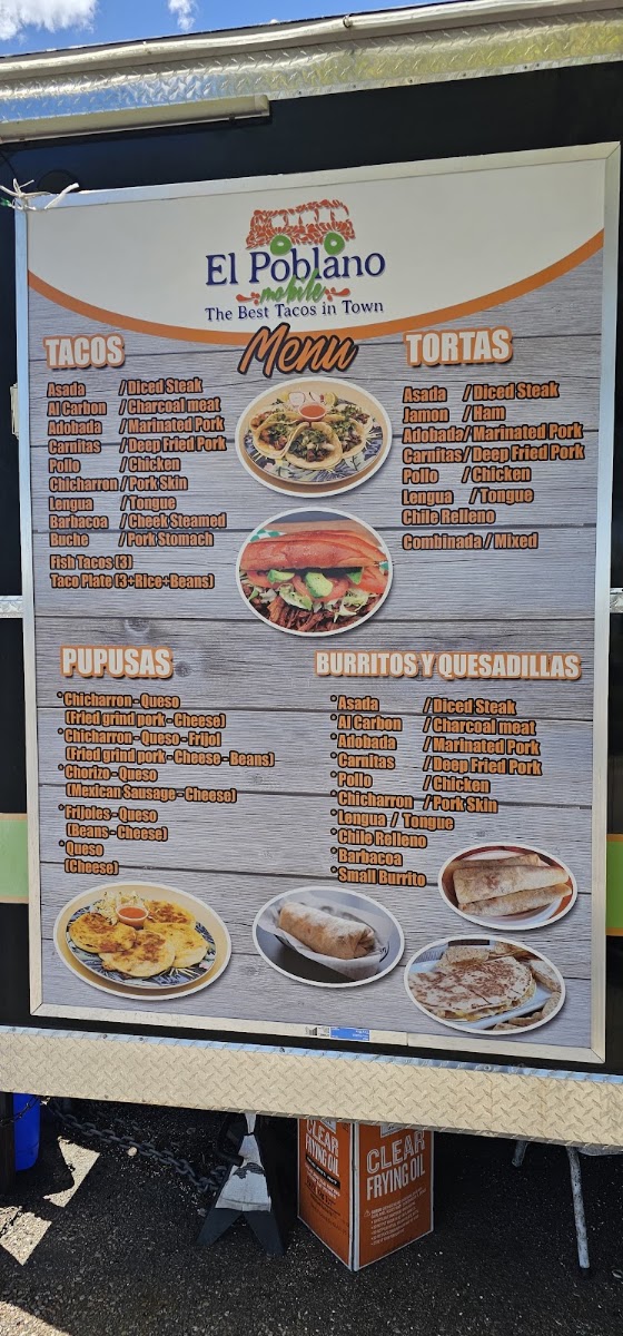 El Poblano Mobile menu board