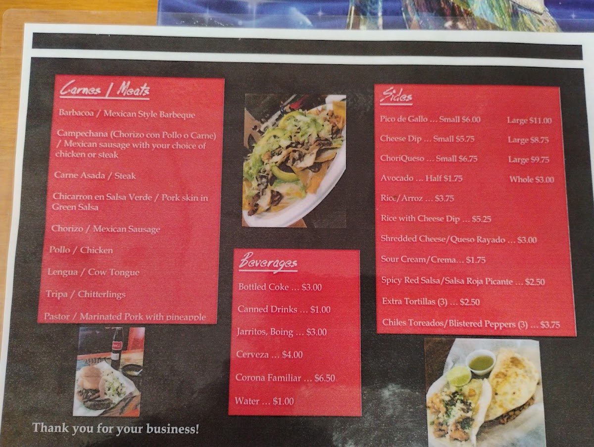 San Miguel Arcangel menu board