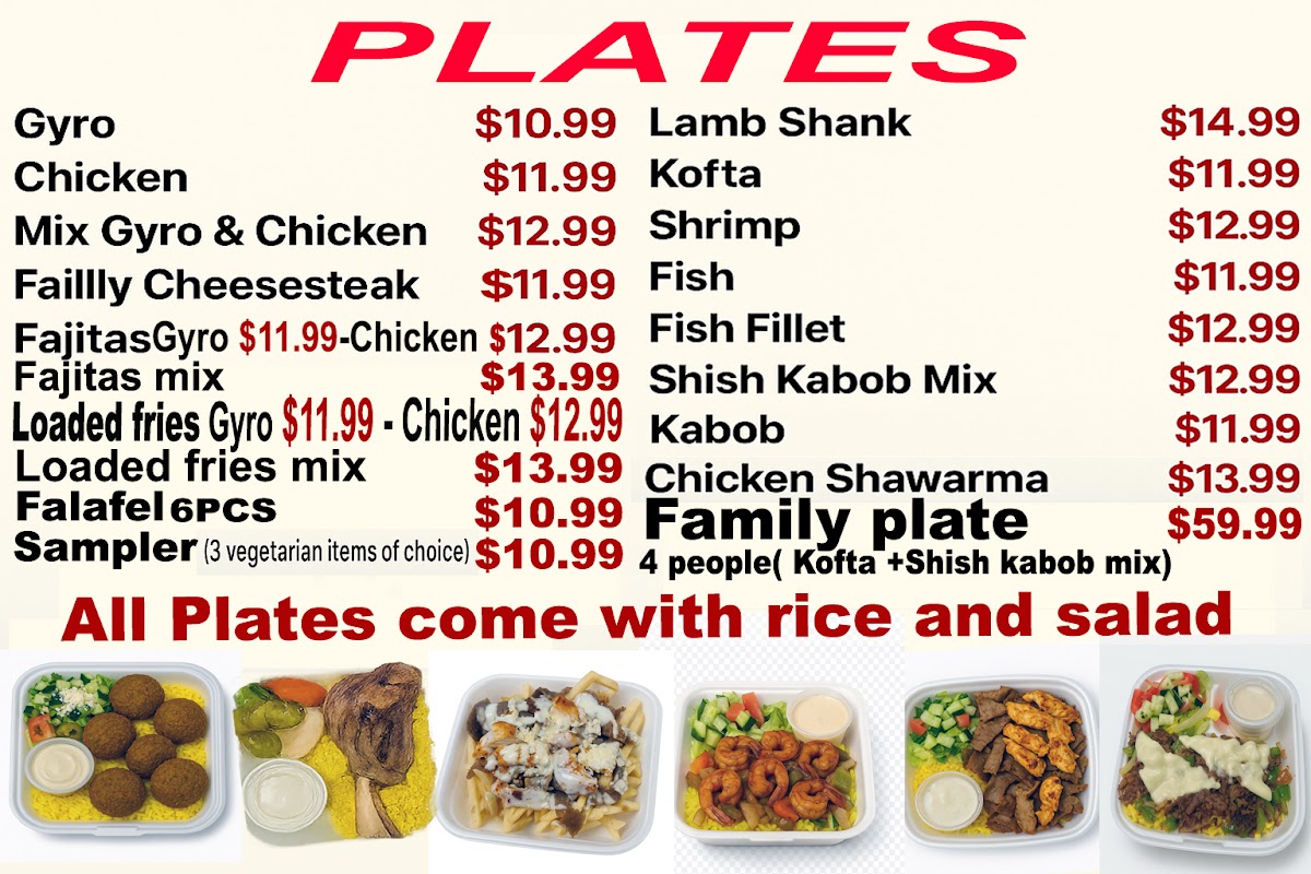 Ramiro Gyros Mediterranean Food menu board
