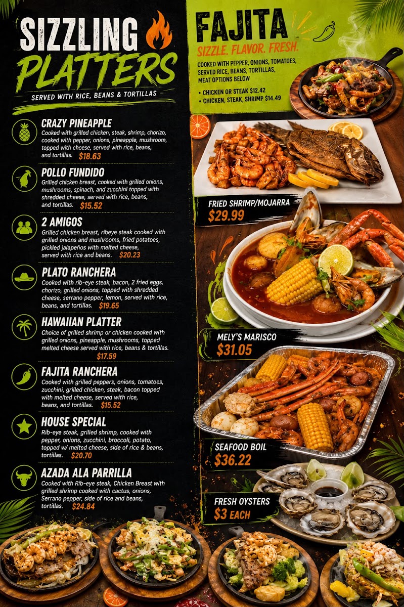 Melecios Mexican Express Stedman NC menu board