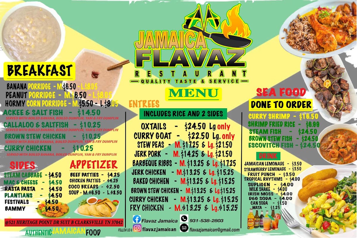 Jamaica Flavaz menu board