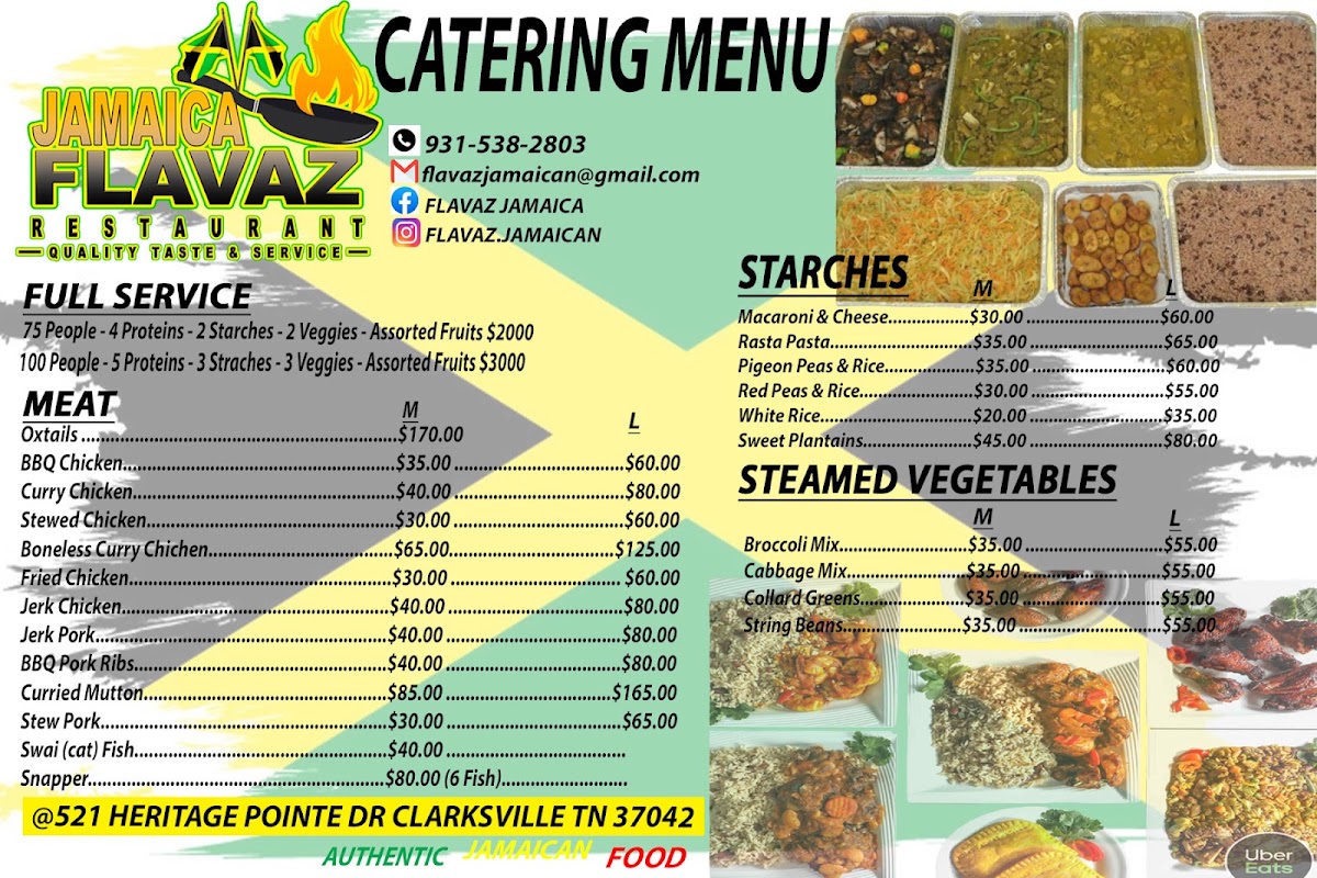 Jamaica Flavaz menu board