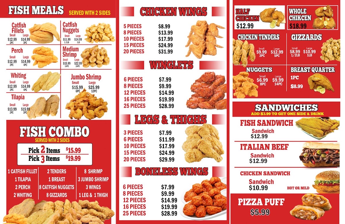 Chick Fish menu board