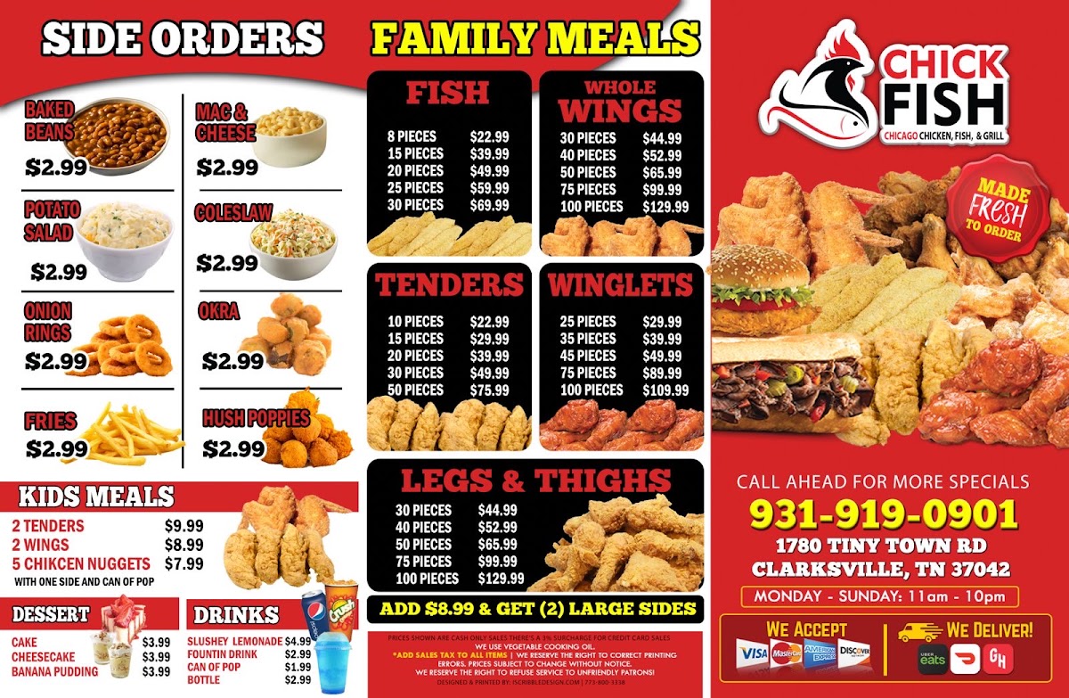 Chick Fish menu board