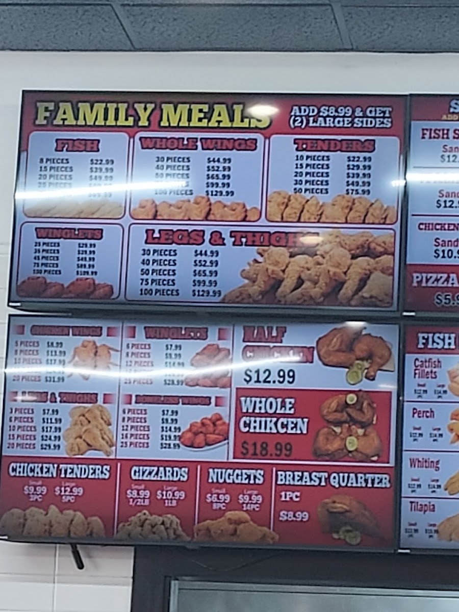 Chick Fish menu board