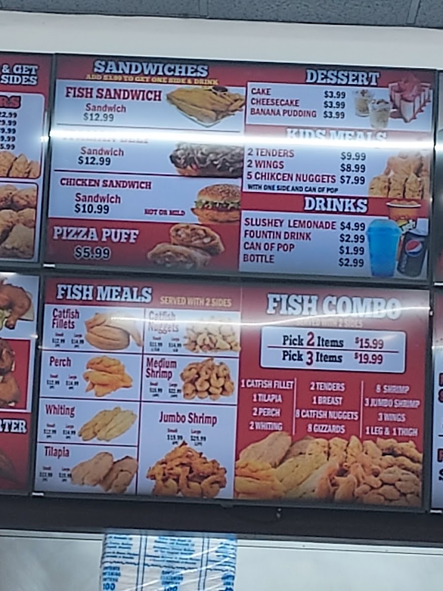 Chick Fish menu board
