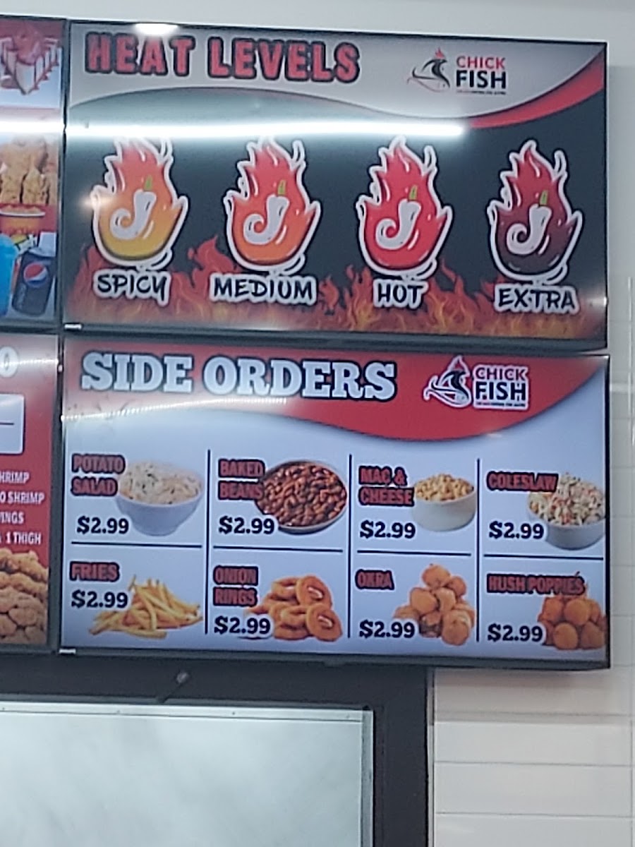 Chick Fish menu board