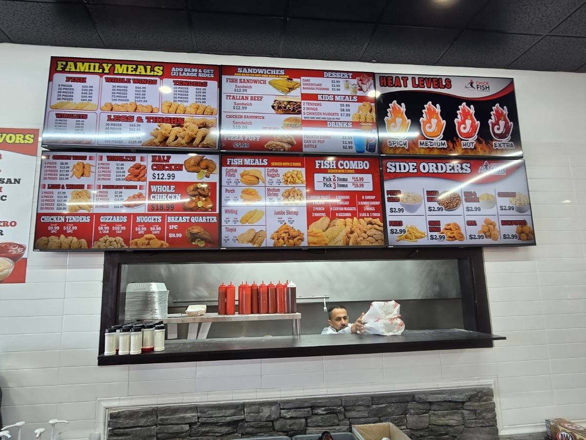 Chick Fish menu board