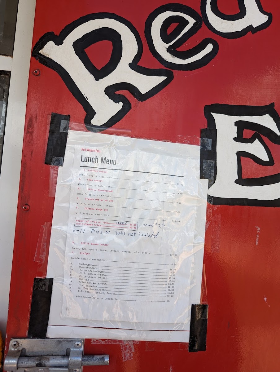 Red Wagon Eats menu board