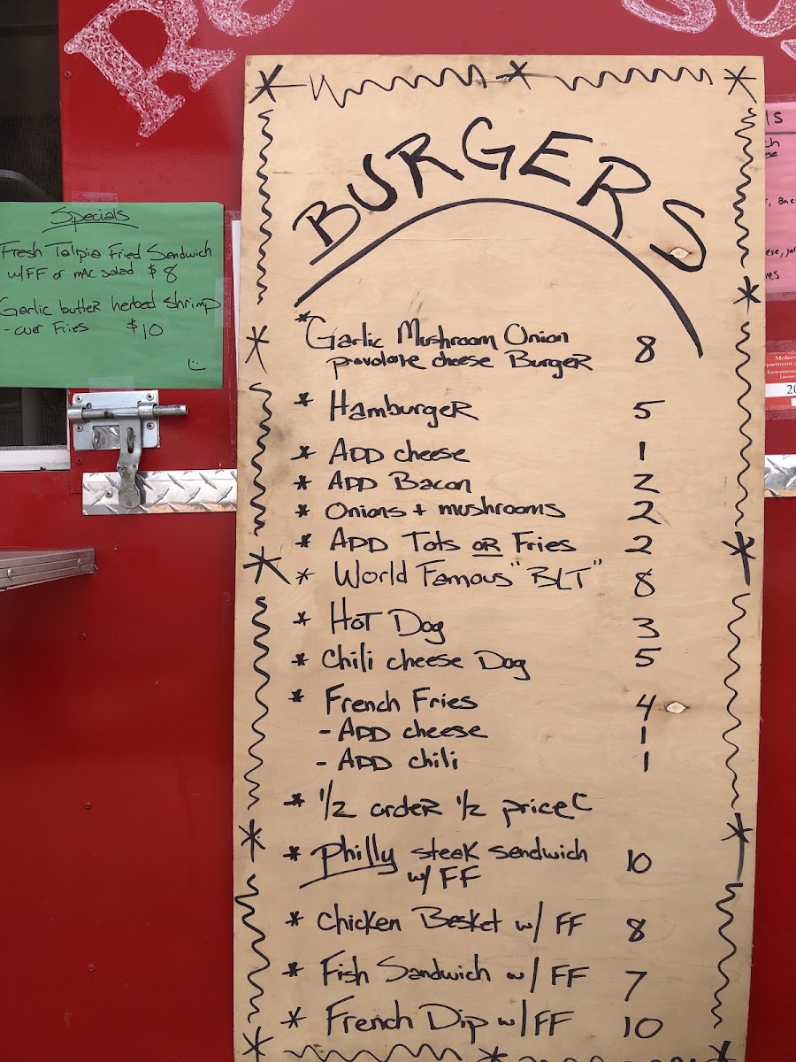 Red Wagon Eats menu board