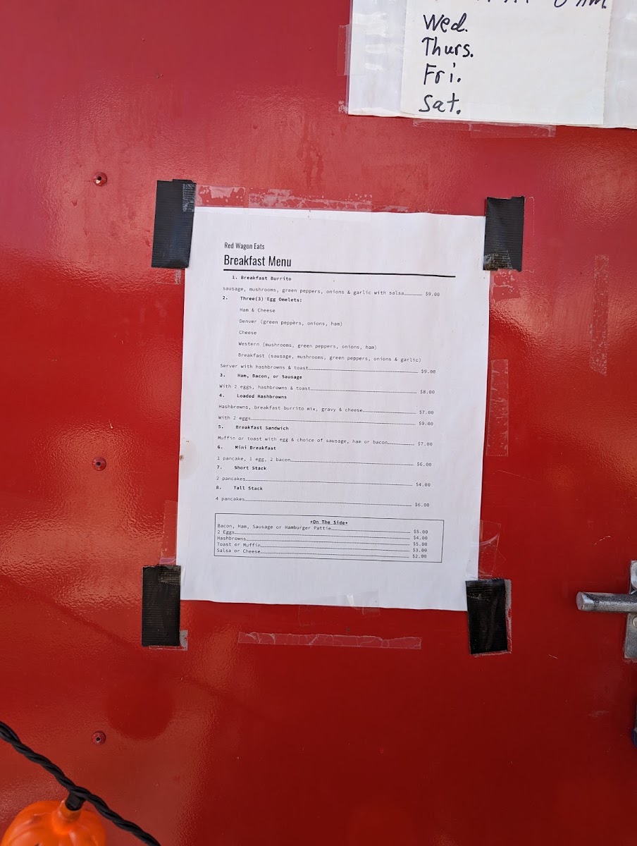 Red Wagon Eats menu board
