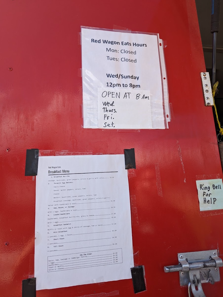 Red Wagon Eats menu board