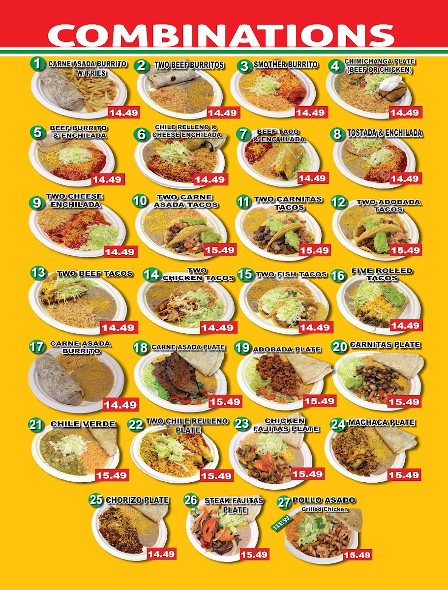 Alfredo's Mexican Food menu board