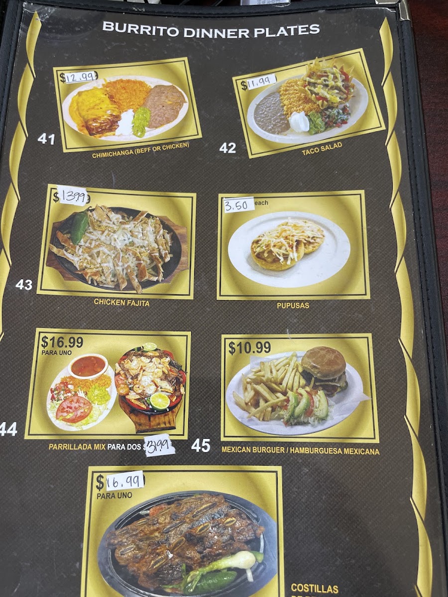 El Tapatio #2 menu board