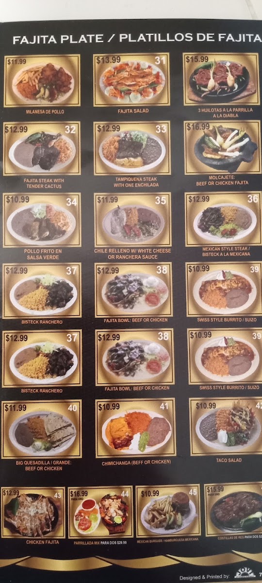 El Tapatio #2 menu board
