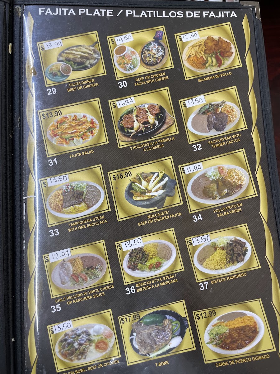 El Tapatio #2 menu board