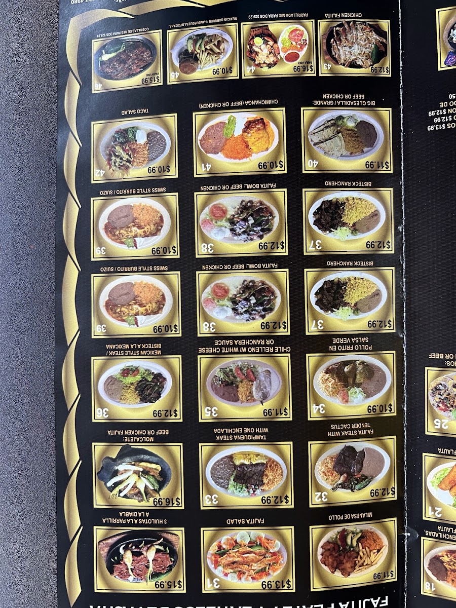 El Tapatio #2 menu board