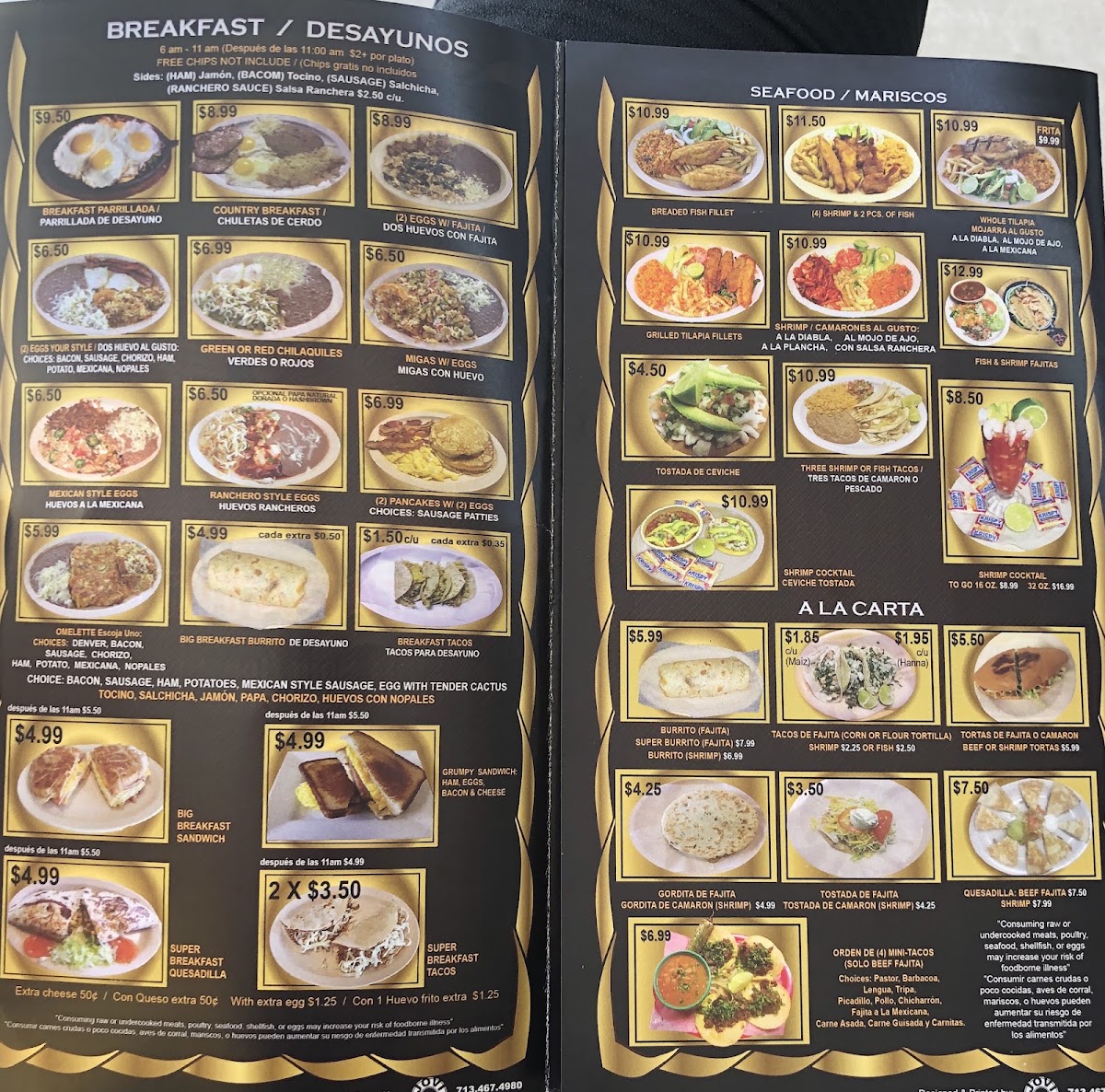 El Tapatio #2 menu board