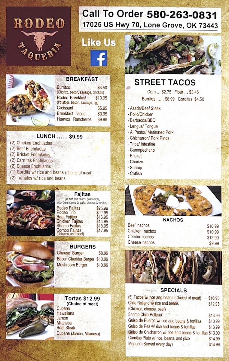 Rodeo Taqueria menu board