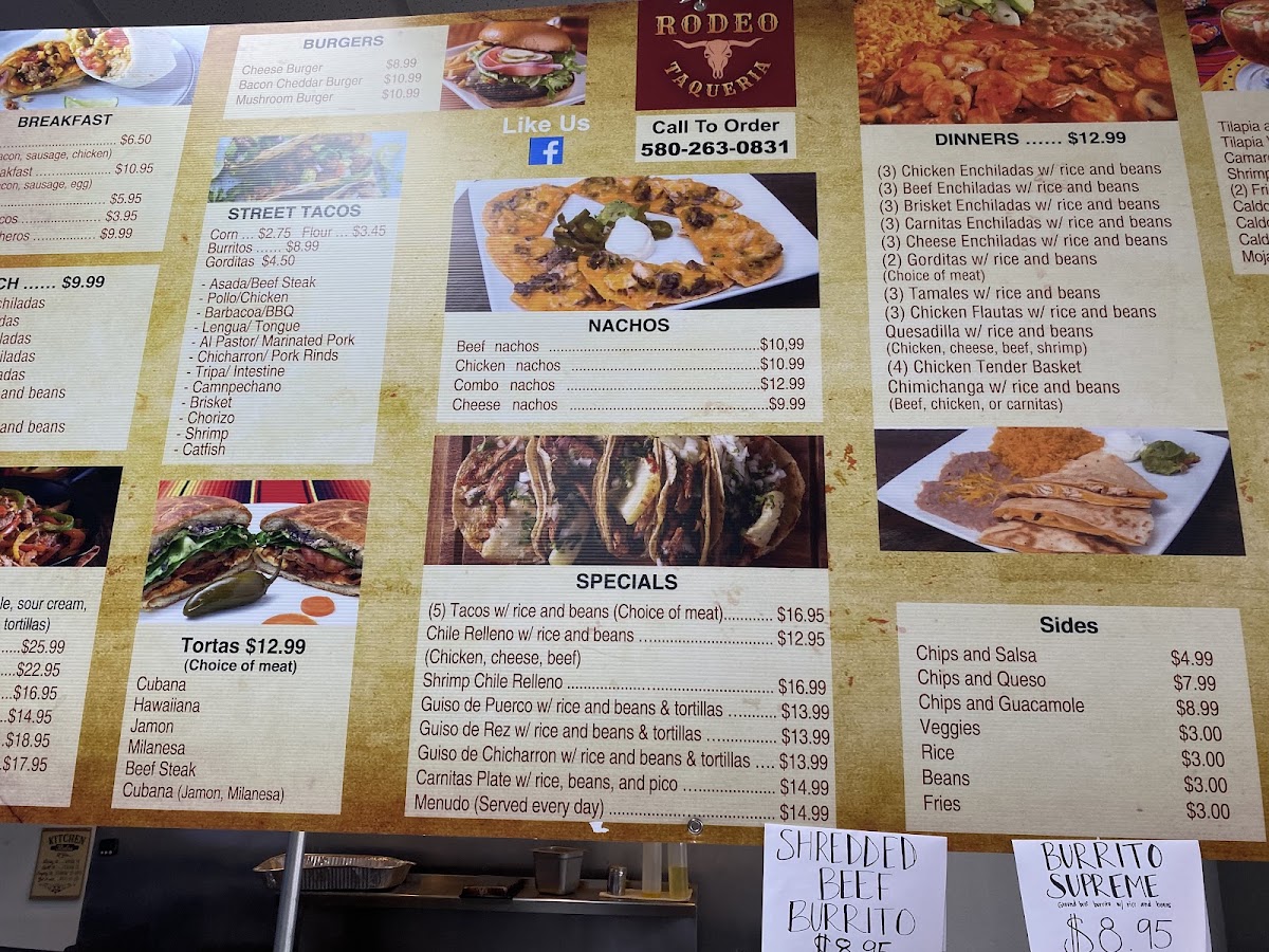Rodeo Taqueria menu board