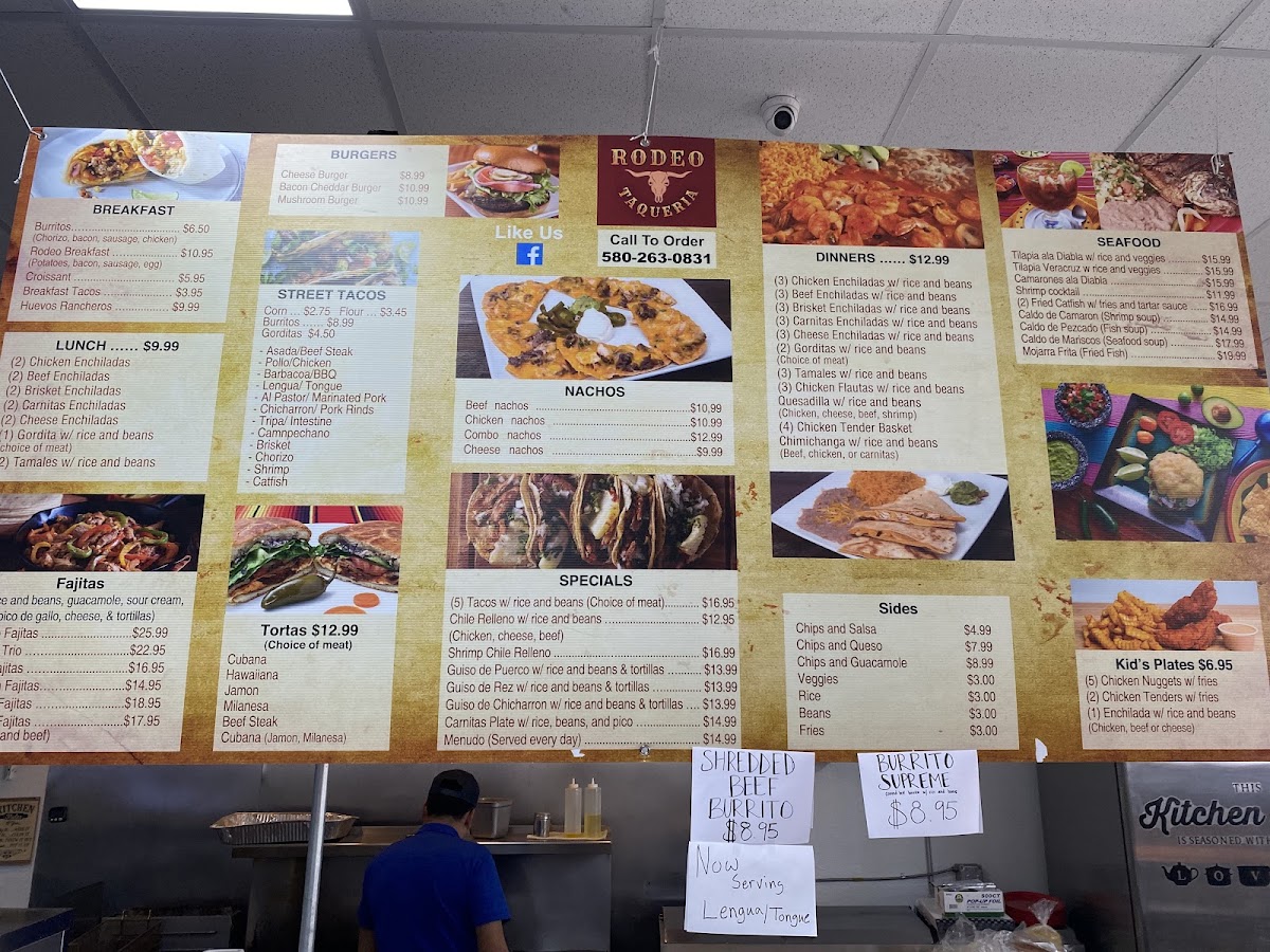 Rodeo Taqueria menu board