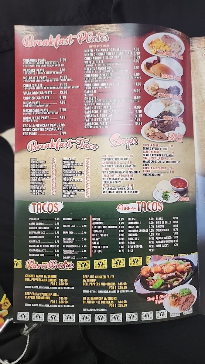 The Mexico Taqueria menu board