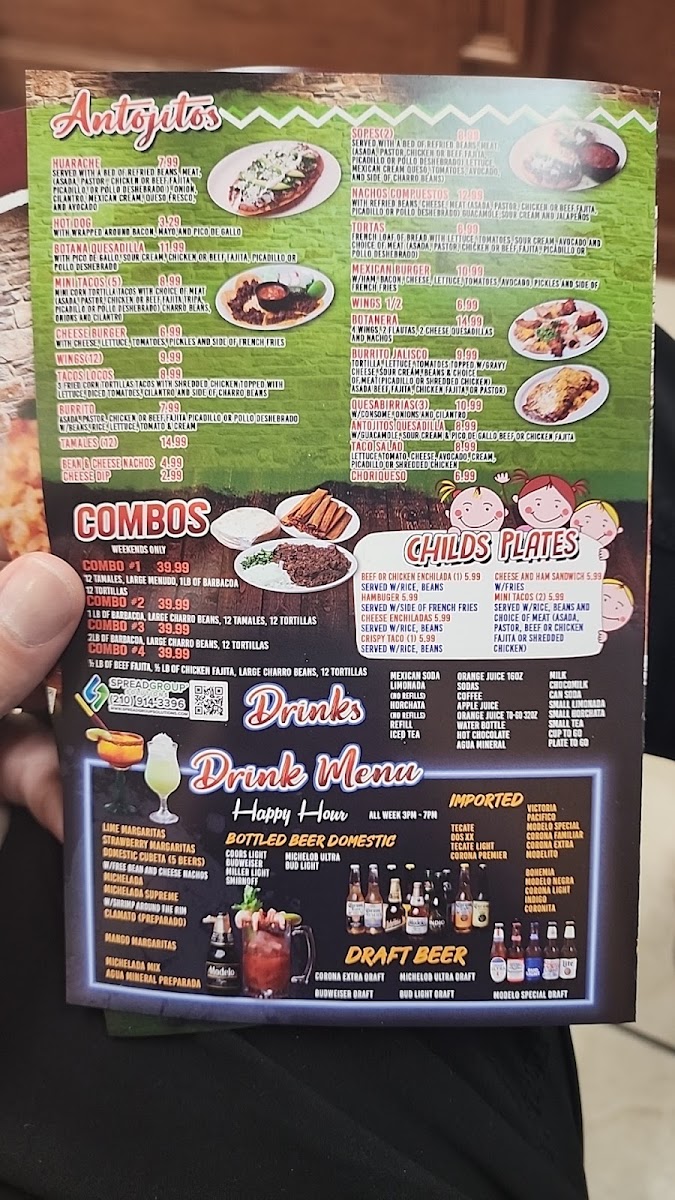 The Mexico Taqueria menu board