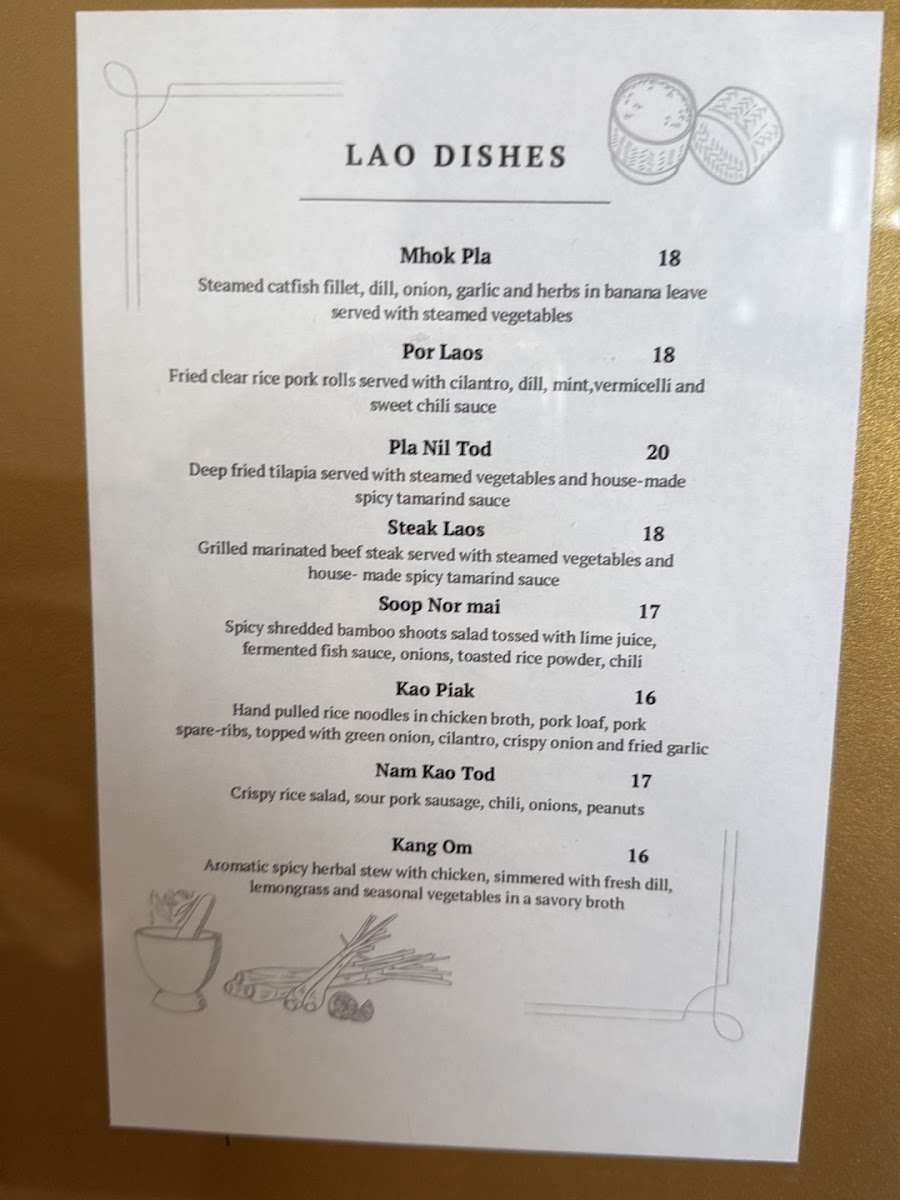 Chaa Roen Pohn menu board
