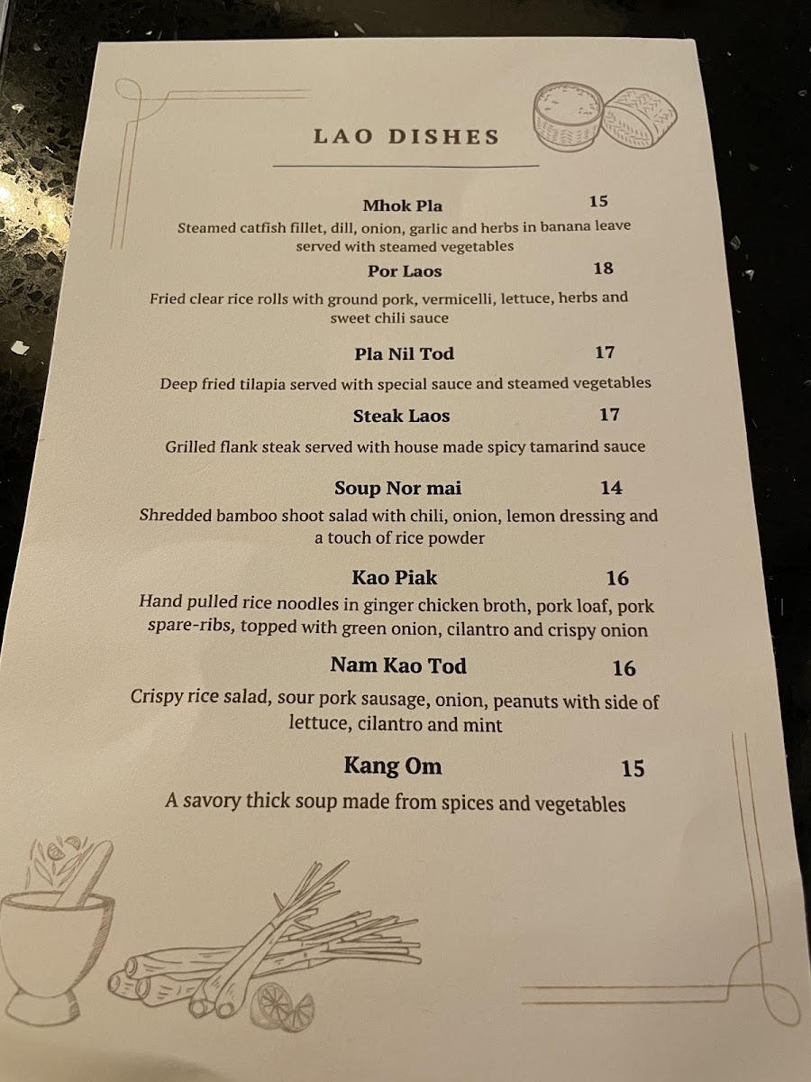 Chaa Roen Pohn menu board