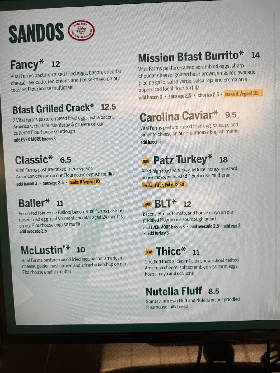 Mike & Patty's Lexington menu board