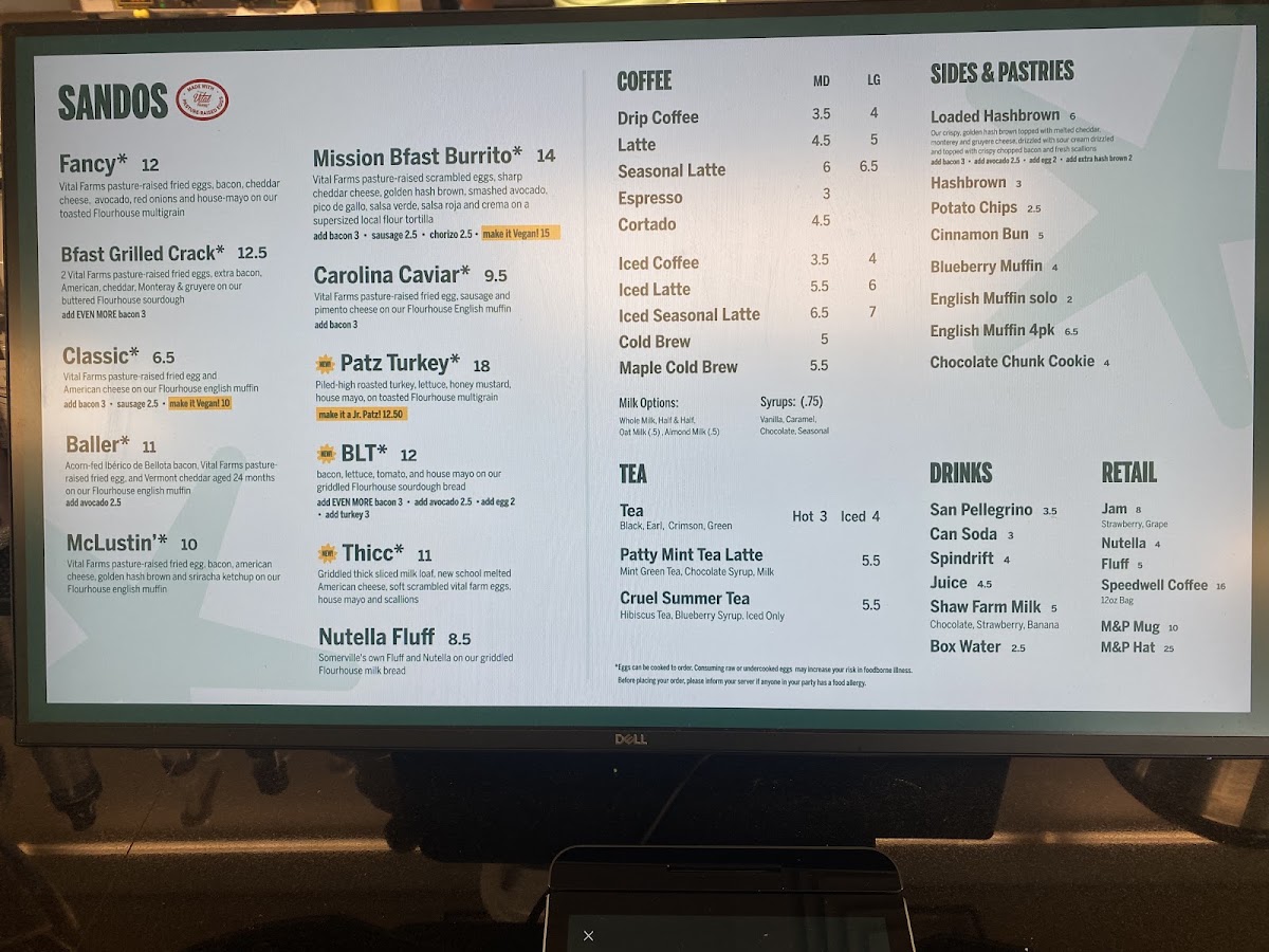 Mike & Patty's Lexington menu board