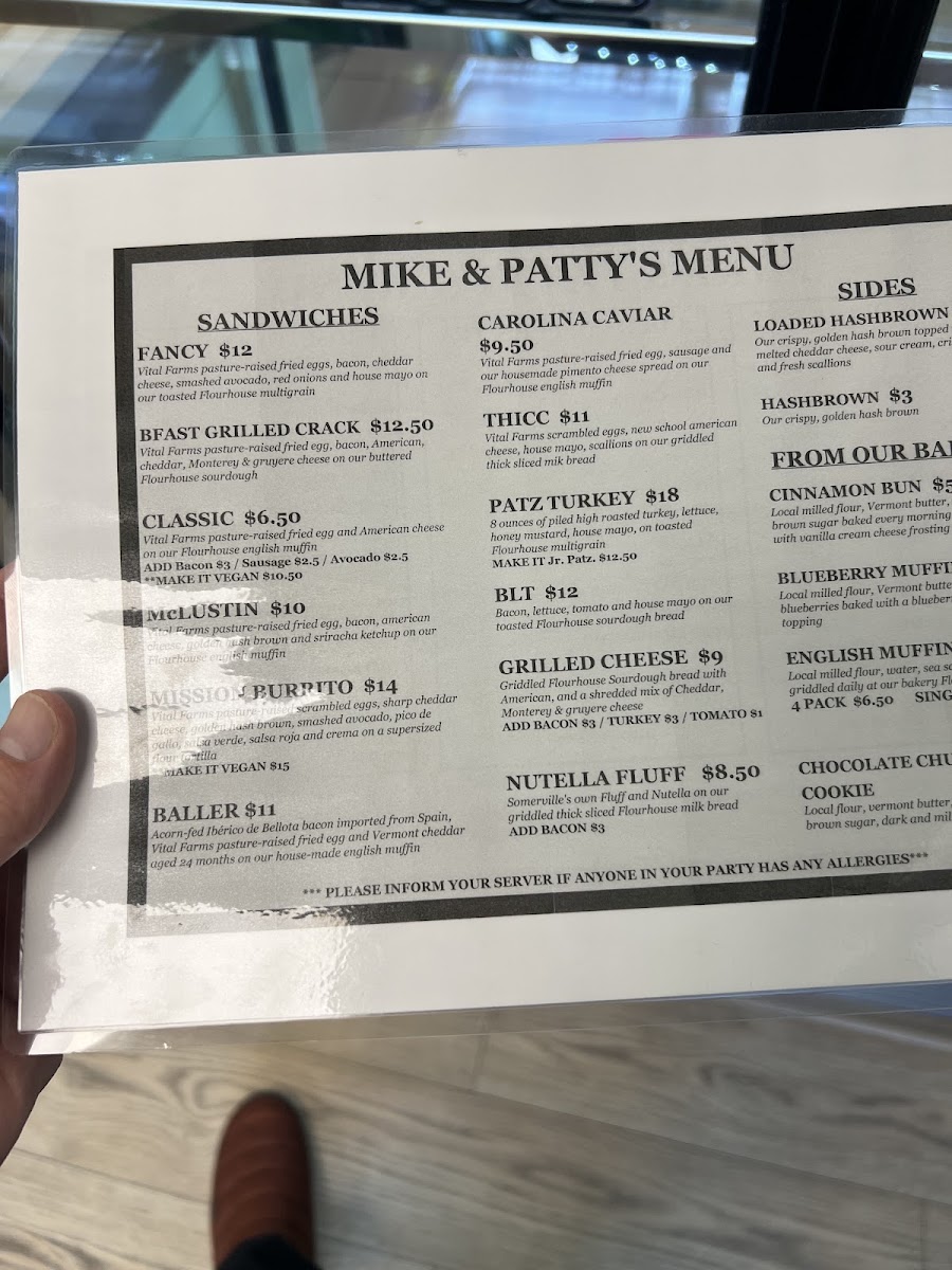 Mike & Patty's Lexington menu board
