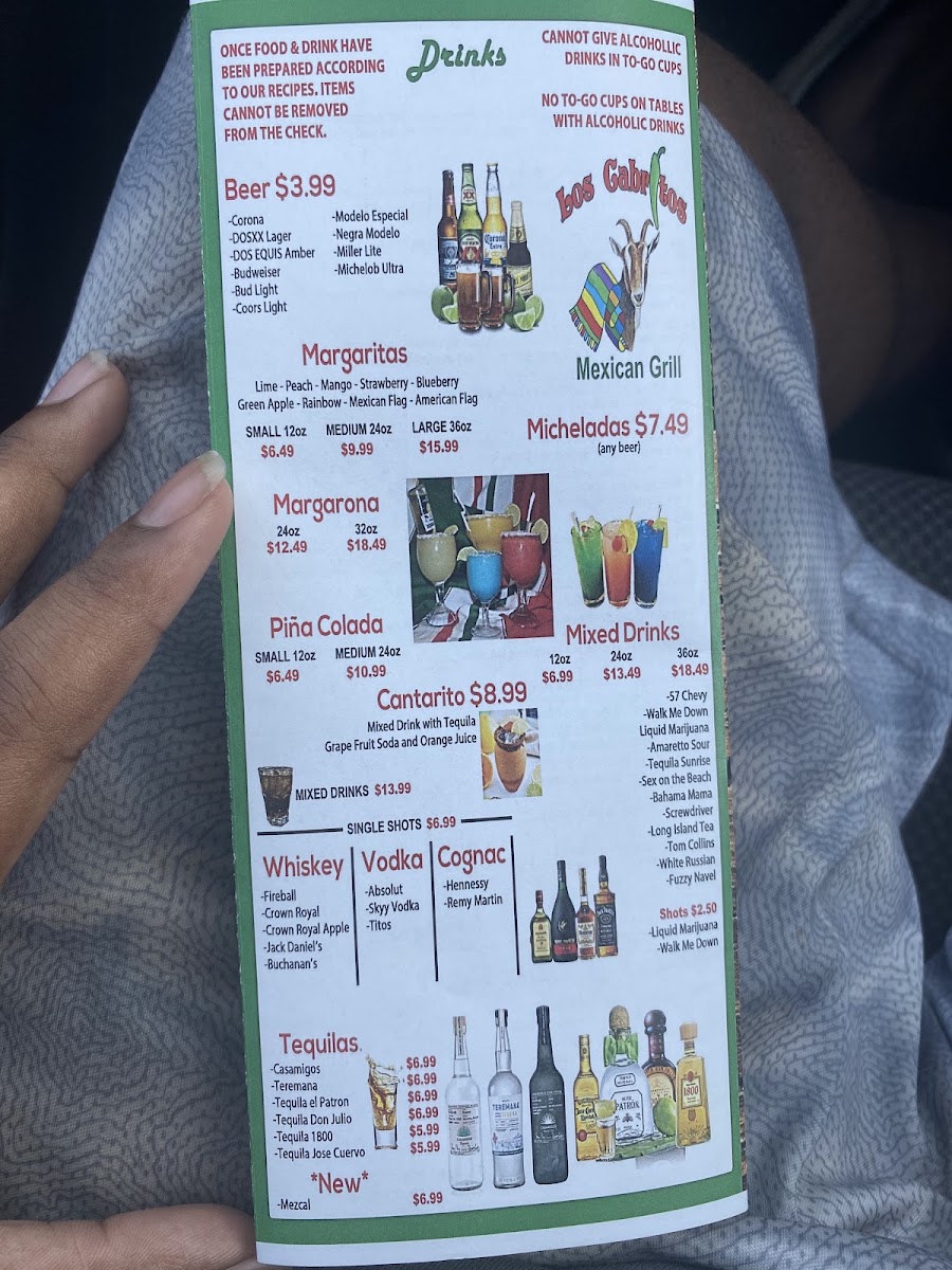 El Cabrito Mexican Grill menu board