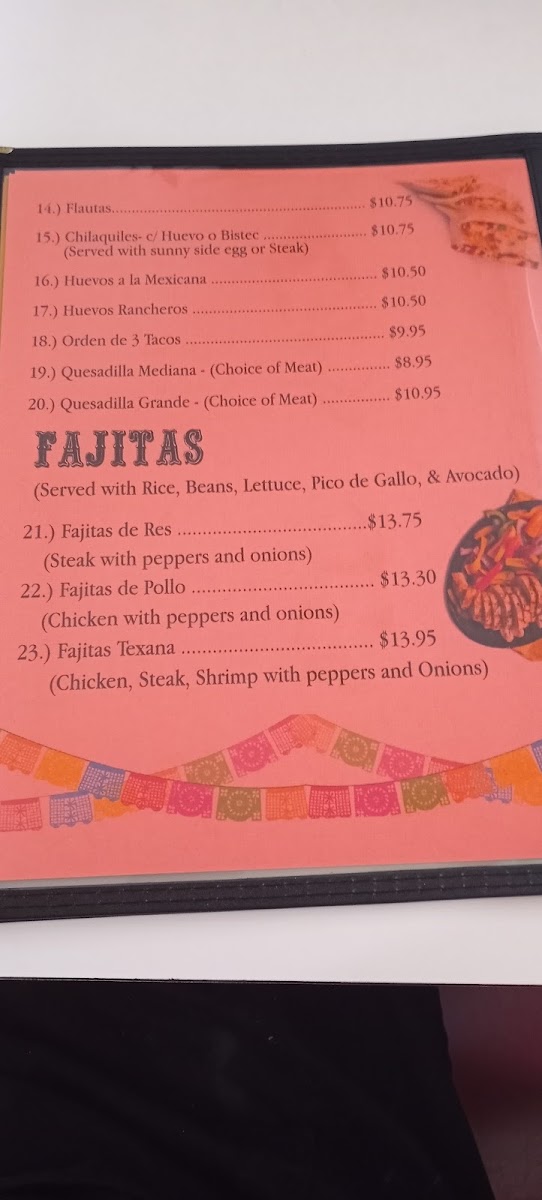 Taquería Milagro menu board