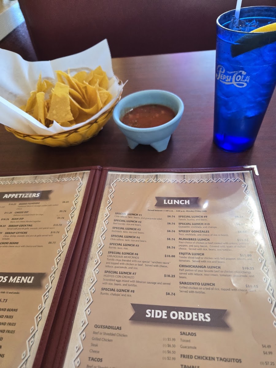 Las Maria's Mexican Restaurant menu board
