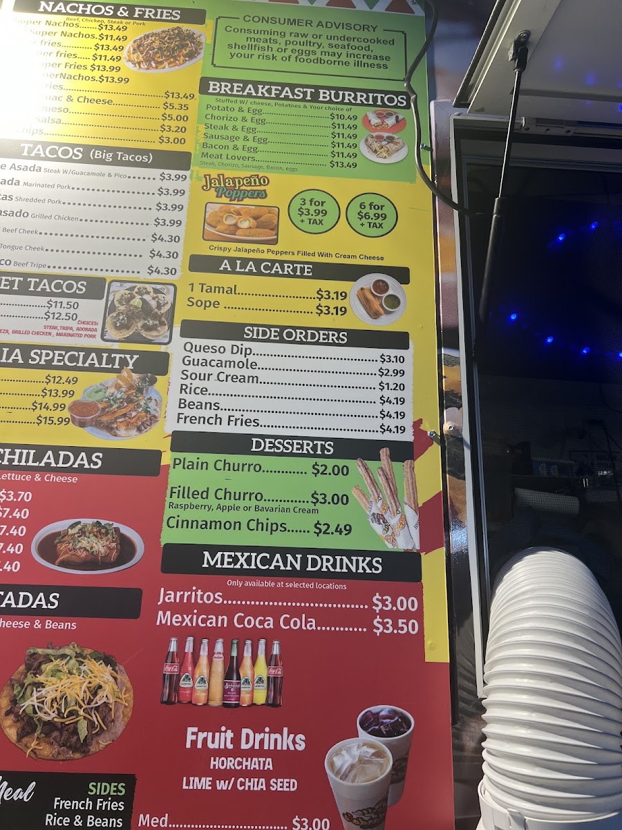 Abelardo's Mexican Fresh Food Truck menu board