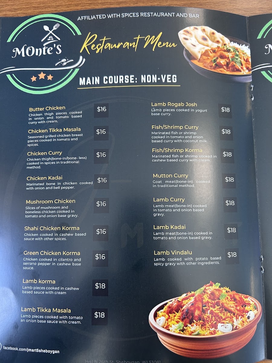 Monte's Grill and Bar menu board
